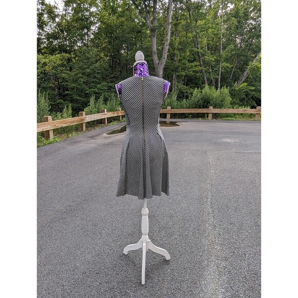 Banana‎ Republic Size 0 Black and White Striped Fit & Flare Dress - Picture 4 of 7